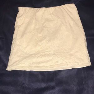 White floral lace mini skirt